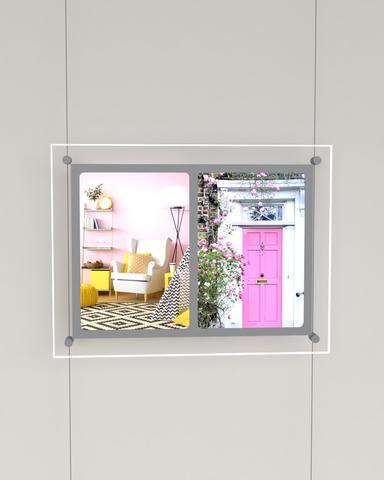 LED acrylic poster pockets portrait format with 2xDIN A4 - complete kit