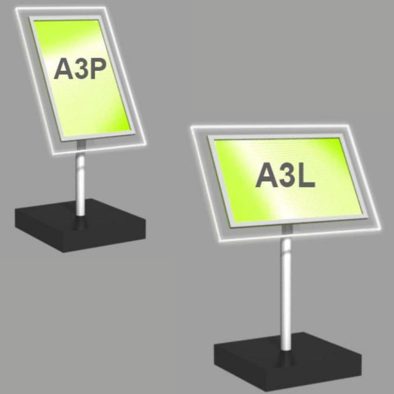 Freistehende LED Schaufenster Displays DIN A3 - modularedisplays.com