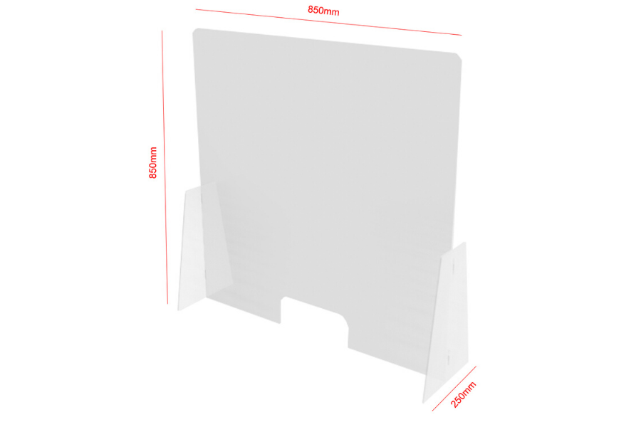 Nies- und Hustenschutz 85x85x25 cm mit Durchreiche - modularedisplays.com