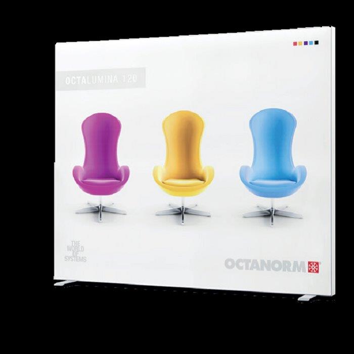 LED Freistehende Messewand Octalumina inkl. Textildruck - modularedisplays.com