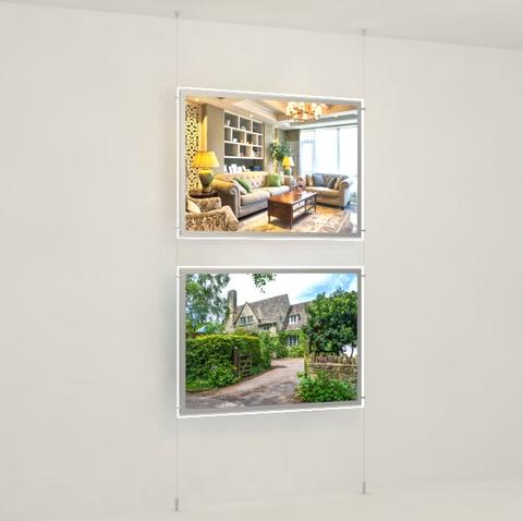 LED acrylic advertising board landscape format DIN A1 with side fastening