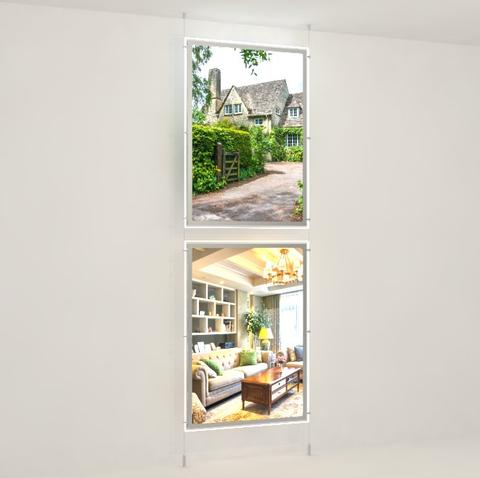 LED acrylic advertising board portrait format DIN A1 with side fastening