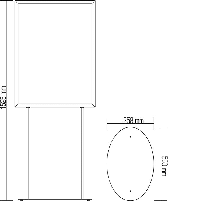 Plakatständer Oval mit Einschubrahmen DIN A1