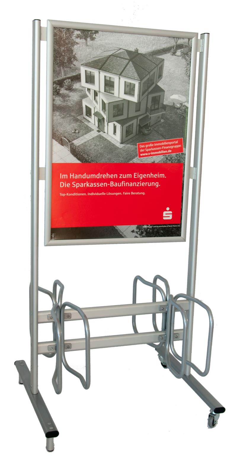 fahrradständer mobil Fahrradständer mobil mit Plakat DIN A1 I Modulare Displays – Mobile Messestände