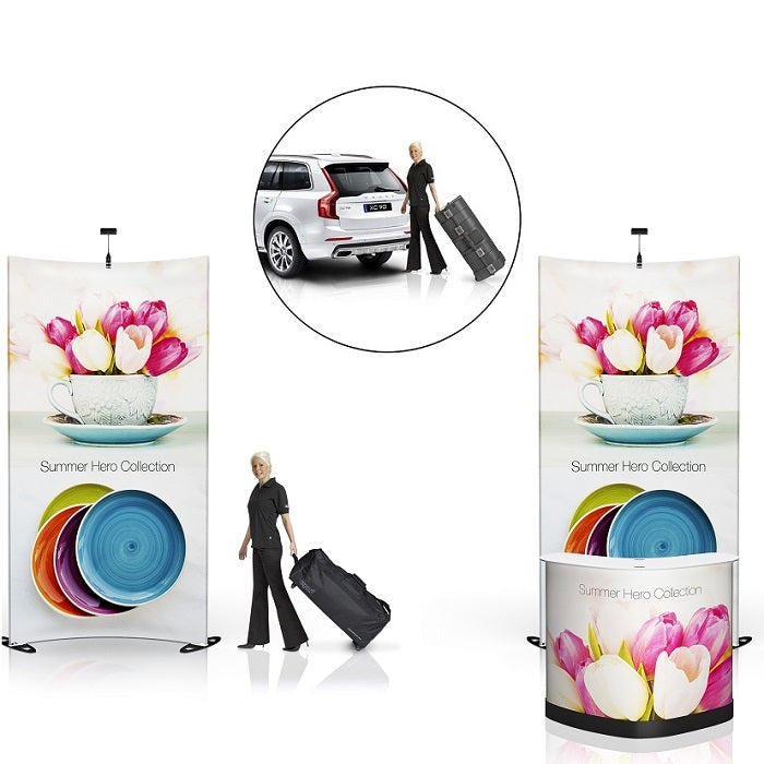 Gebogene Mobile Pressewand bedruckt 175x318cm - modularedisplays.com