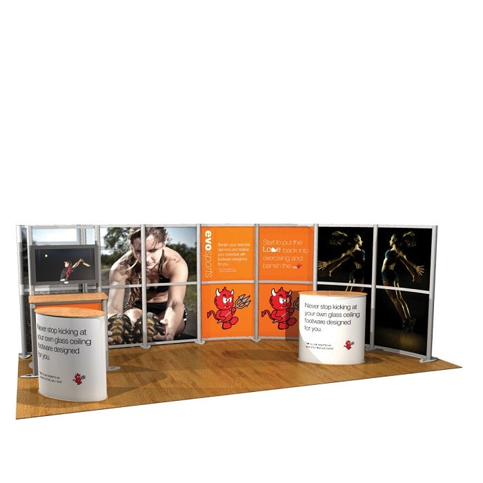 Malaga Tragbarer Linear Messestand 6m x 3m - modularedisplays.com