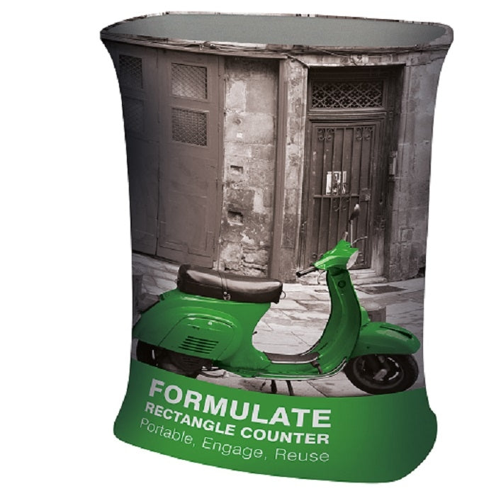 Mobile Messetheke mit Textildruck - modularedisplays.com