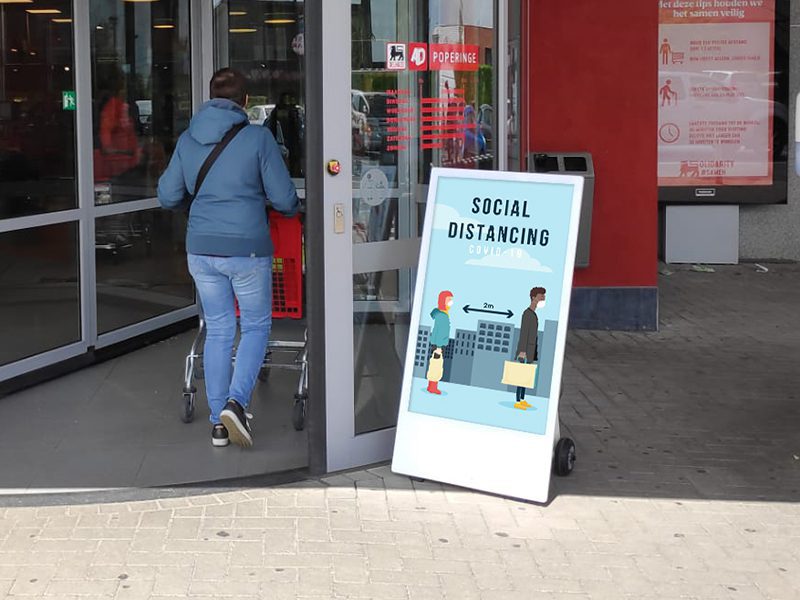 Rent digital customer stopper 43 inch with battery, for indoor and outdoor use 400 - 1500cd/m²