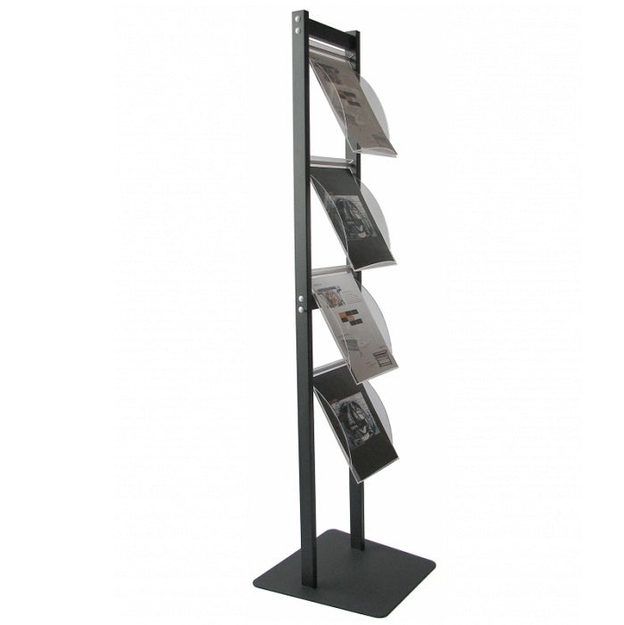 Prospektständer aus Aluminium mit 3 x A4 Acryl Ablagen - modularedisplays.com