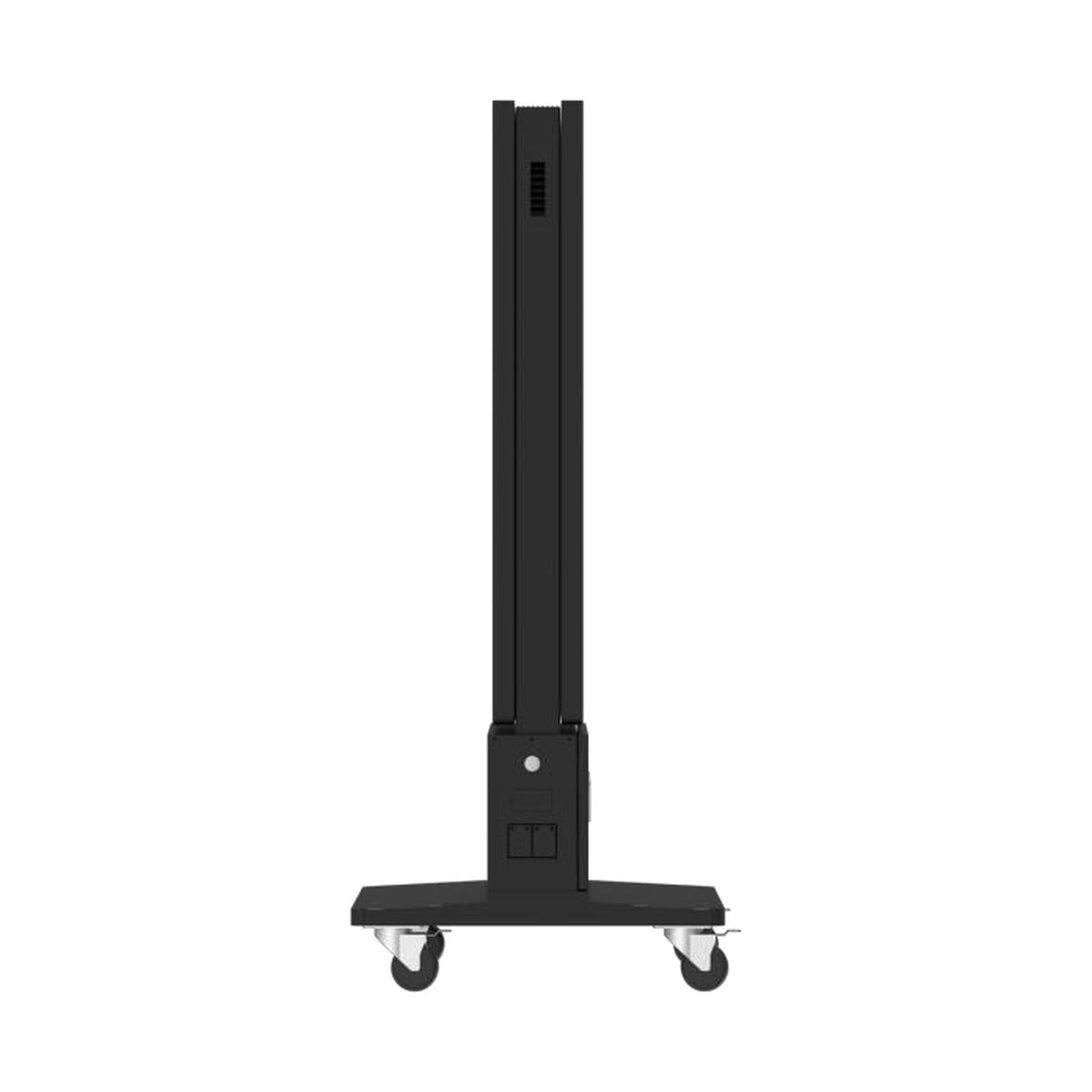 Mobiler Outdoor-Bildschirm 43 Zoll doppelseitig - Seitenansicht mit Standfuß und Rollen - Modulare Displays® München