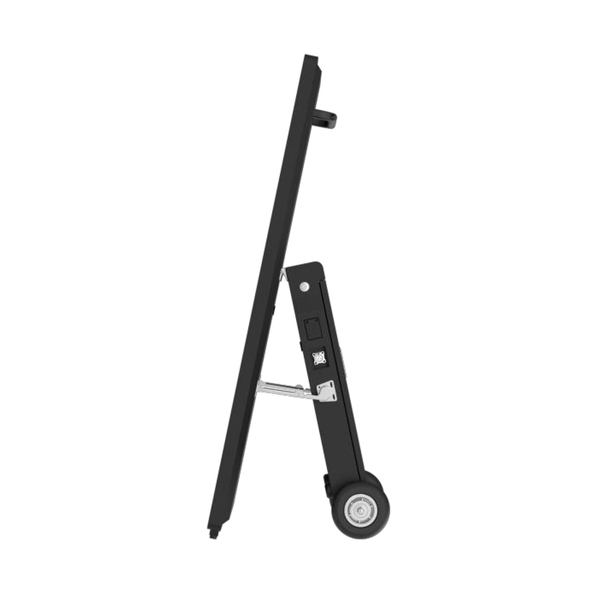 Mobiler Outdoor-Bildschirm 43 Zoll einseitig - Seitenansicht mit Rollen und Akkufach - Modulare Displays® München