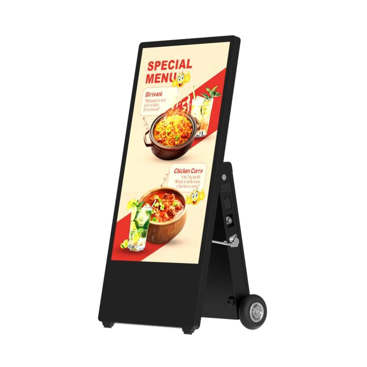 Mobiler Outdoor-Bildschirm 43 Zoll einseitig - Vorderseite mit Display, bis 2.000 cd/m², IP65 - Modulare Displays® München