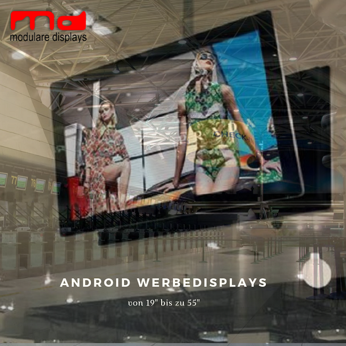 Slimline Pro Digitales Werbedisplays 19zoll inkl. Wandhalterung - 19 Zoll Android Werbedisplay - modularedisplays.com