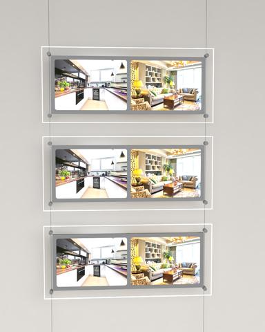 LED acrylic poster pockets landscape format with 2xDIN A4 - complete kit