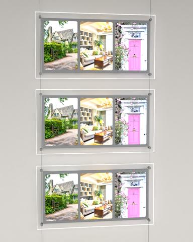 LED advertising boards shop window displays 3 x DIN A4 portrait format