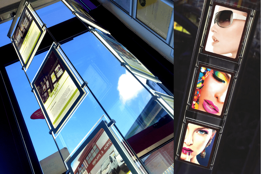 LED shop window display rotatable DIN A4 portrait format