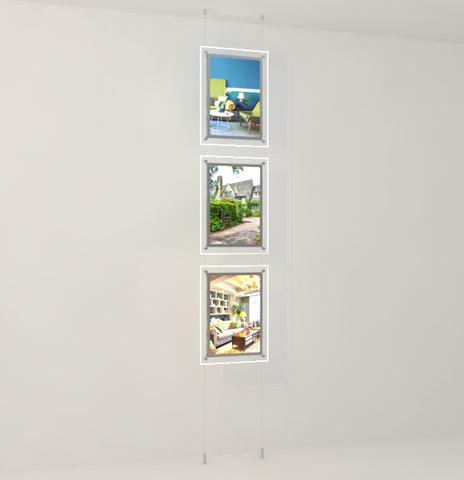 Led Acryl-Postertaschen Querformat 3 x DIN A3 mit frontaler Befestigung - modularedisplays.com