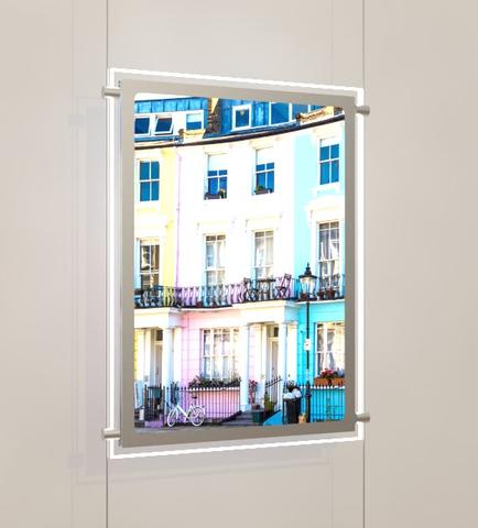 LED acrylic advertising boards portrait format with side fastening DIN A3