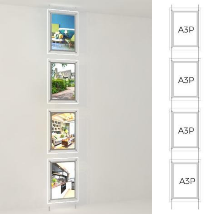 Led Werbetafeln für Schaufenster Displays 4 x DIN A3 - modularedisplays.com