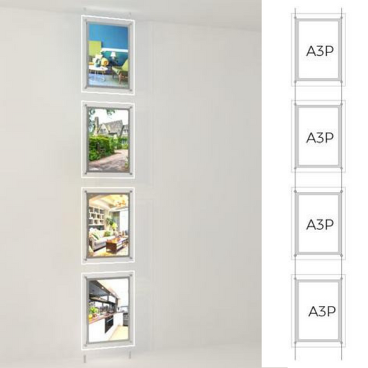 Led Werbetafeln für Schaufenster Displays 4 x DIN A3 - modularedisplays.com