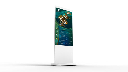 Rent a digital information stele with multi-touch screen and Android media player, in white or black