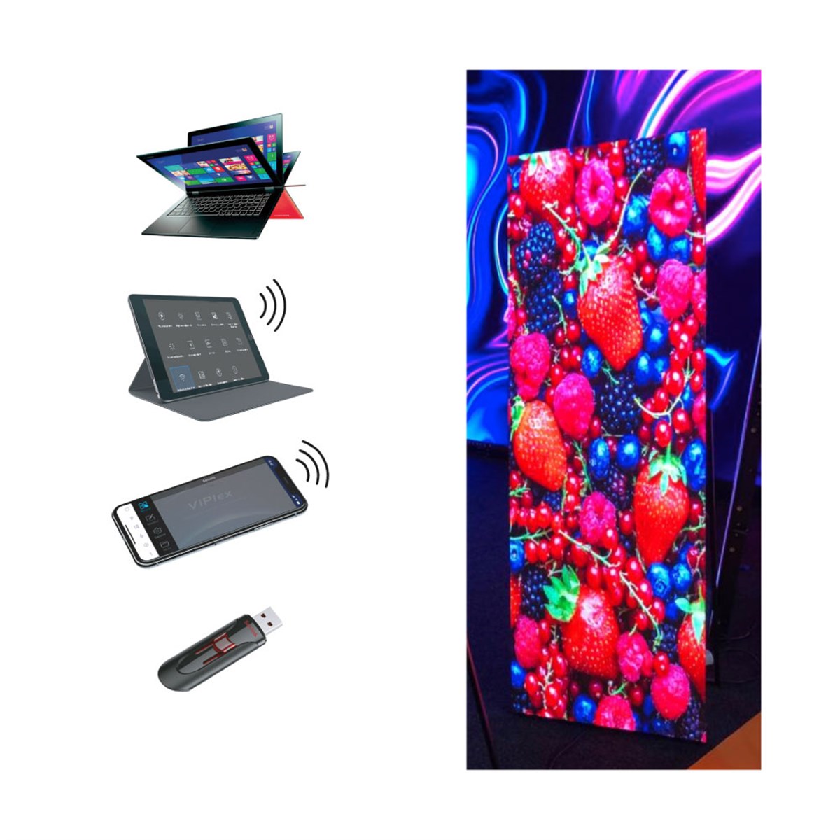 Rent digital LED poster totem with magnetic connection for LED video wall P1.8, P2, P2.5, P3 and P4